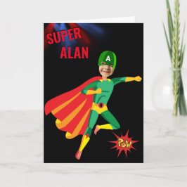 Superhjälte Grönt Flies Boy Fantastisk Fab Birthda Kort