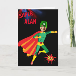 Superhjälte Grönt Flies Boy Fantastisk Fab Birthda Kort