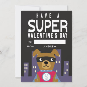Superhjälte Hund Klassrumsvalentin Julkort