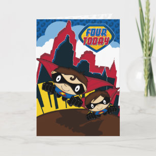 Superhjälte i City Scene Birthday Card Kort