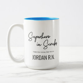 Superhjälte i Scrubs Personlig Tack sjuksköterska Två-Tonad Mugg