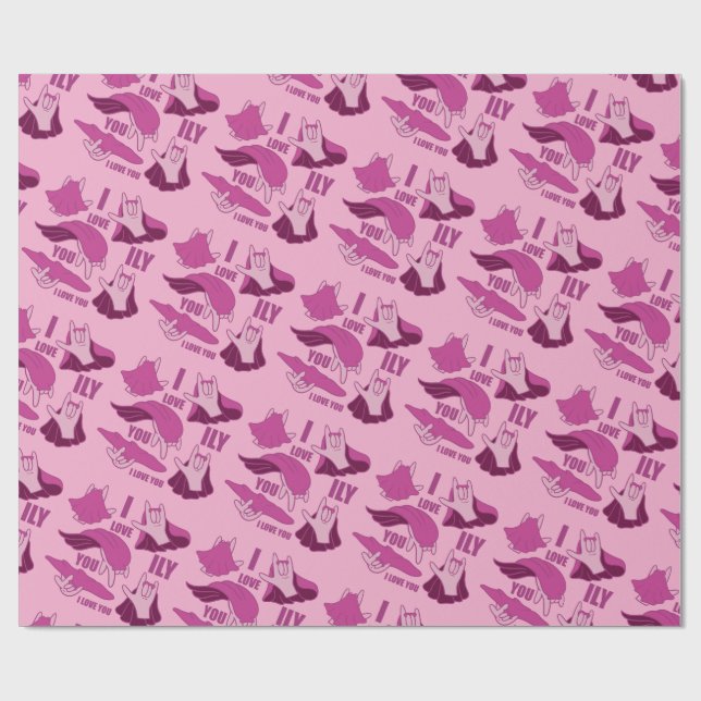 Superhjälte ILY - ASL Design Presentpapper (Platt)