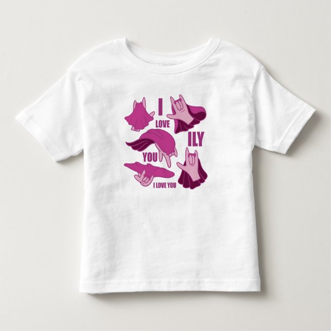 Superhjälte ILY - ASL Design T Shirt (Framsida)