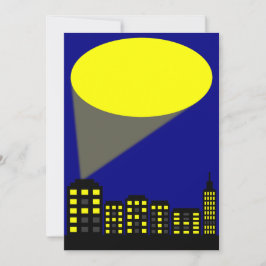 Superhjälte-inbjudan - Cityscape & Spotlight Inbjudningar