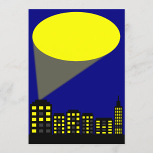 Superhjälte-inbjudan - Cityscape & Spotlight Inbjudningar