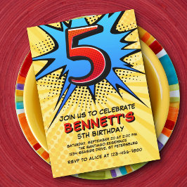 Superhjälte inbjudan till 5-årsfest