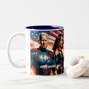 Superhjälte Joe Biden och Kamala Harris Två-Tonad Mugg