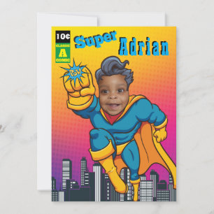 Superhjälte Justice Birthday Inbjudningar