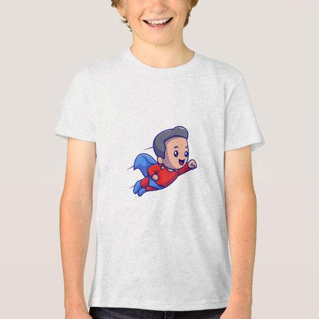 Superhjälte Kid Roligt Flies Hero Graphic tshirt T Shirt (Framsida)