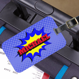 Superhjälte Kids Tecknad Bok Personlig Namn Bagagebricka