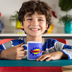 Superhjälte Kids Tecknad Bok Personlig Namn Kaffemugg