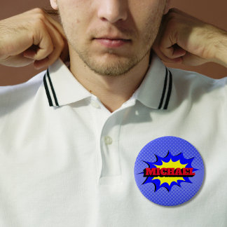 Superhjälte Kids Tecknad Bok Personlig Namn Knapp