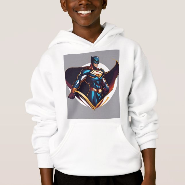 Superhjälte Logotyp Kids Pullover Hoodie T Shirt (Framsida)