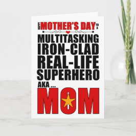 Superhjälte Mamma Mors dag Typografi Kort