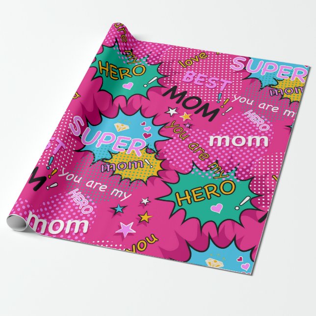 Superhjälte Mamma Serie Presentpapper (Utrullad)