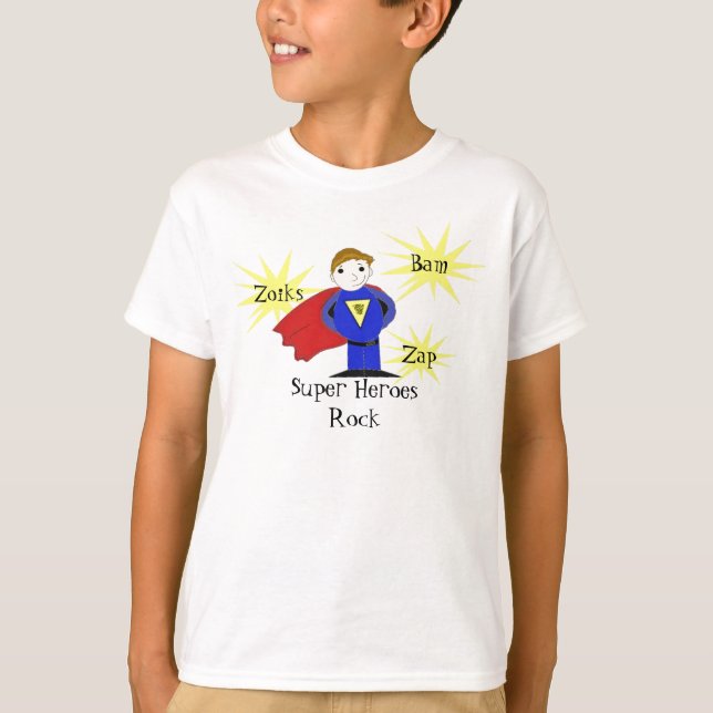 Superhjälte med actionord t shirt (Framsida)