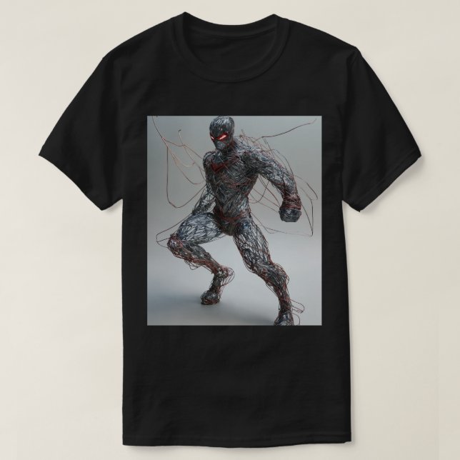 Superhjälte med trådram: Anime Stil T-Shirt Design (Design framsida)