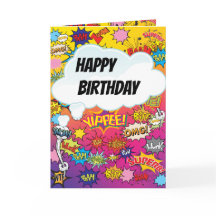 Superhjälte Monogram Birthday Surprise Kids Card