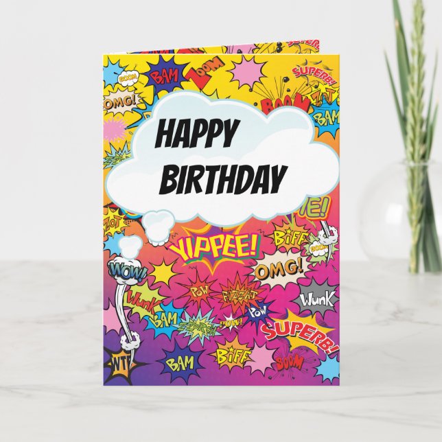 Superhjälte Monogram Birthday Surprise Kids Card Kort (Framsida)
