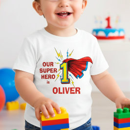 Superhjälte Nummer 1 med kappa Första födelsedagen T Shirt