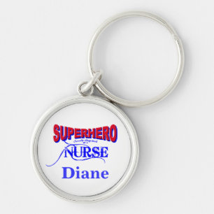 Superhjälte Nurse Keychain - Personlig Rund Silverfärgad Nyckelring