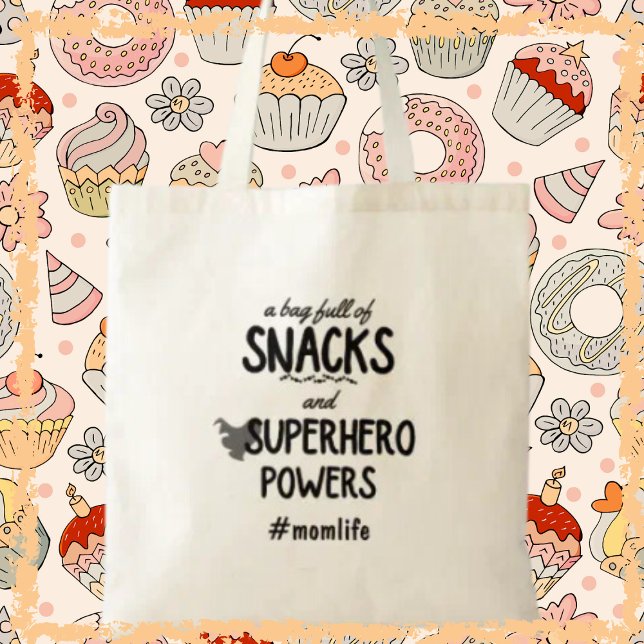 Superhjälte och Snacks Morsa Funny Momlife Mors da Tygkasse (Embrace the superhero within every mom and give the gift of convenience and style!)