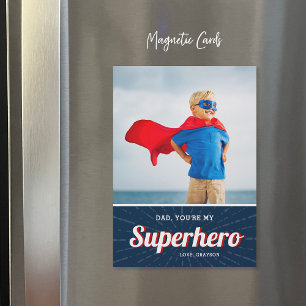 Superhjälte Pappa Fars dag-fotokort, magnet