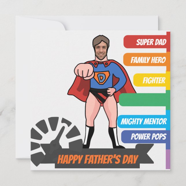 Superhjälte Pappa Farsdagskort Julkort (Framsida)