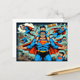 Superhjälte Pappa Helg Vykort