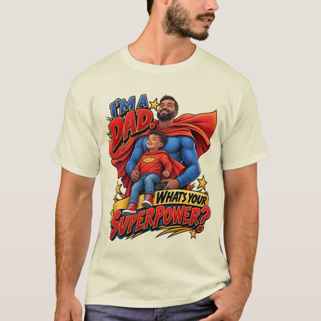Superhjälte Pappa Herr T-Shirt (Framsida)