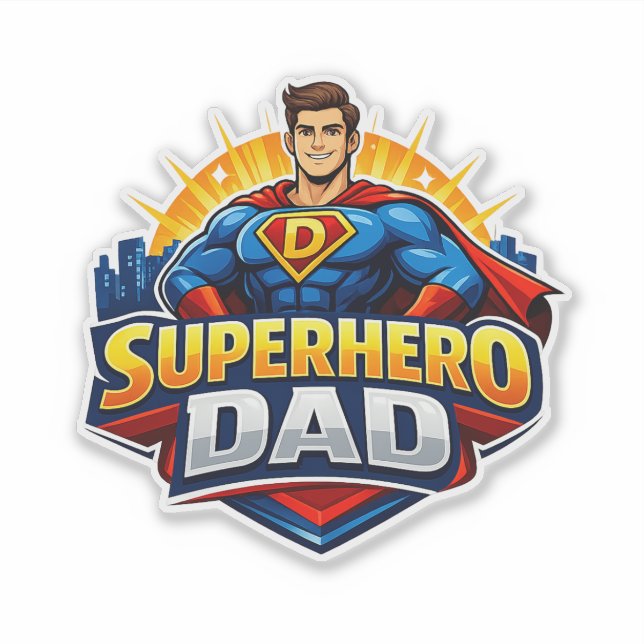 Superhjälte Pappa Klistermärke Klistermärken (Framsida)