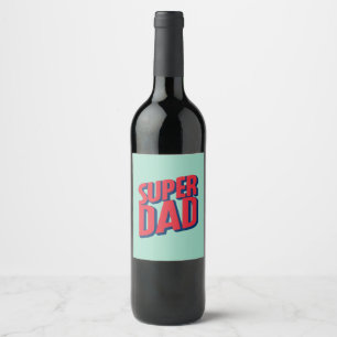 Superhjälte Pappa Vinflaska Etikett