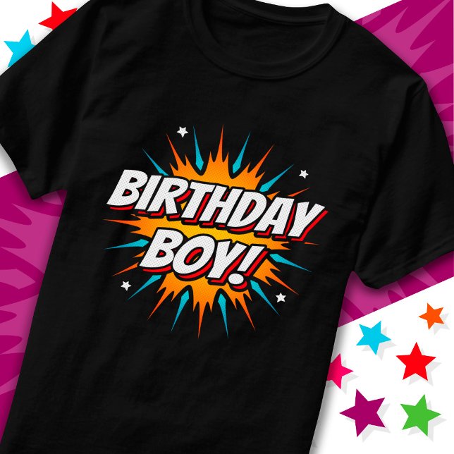 Superhjälte Party Tecknad Bok Hero Birthday Boy T Shirt (Skapare uppladdad)