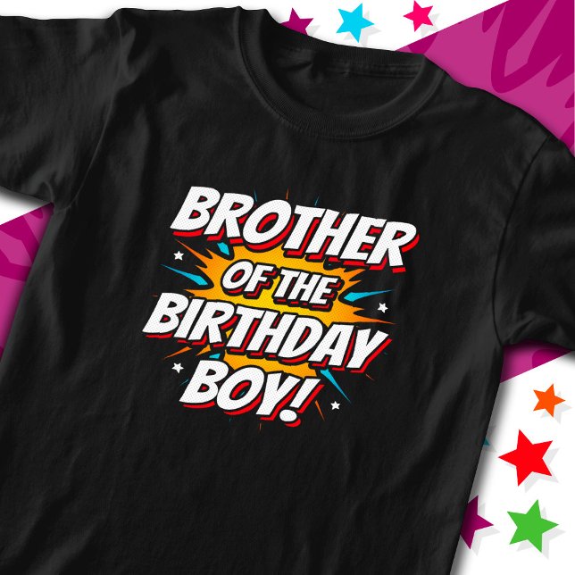 Superhjälte Party Tecknader Brother of Birthday Bo T Shirt (Skapare uppladdad)