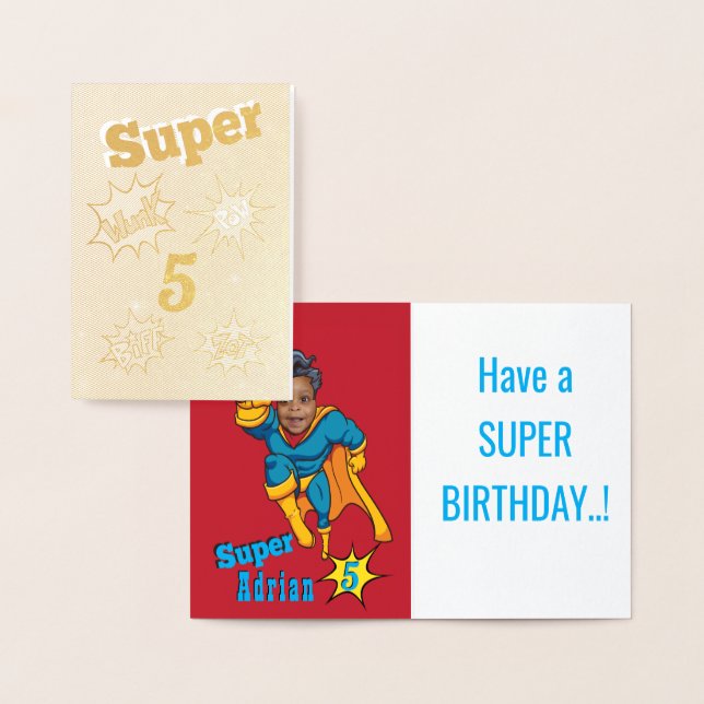 Superhjälte Photo Template Birthday 2 Inbjudan Folierat Kort (Display)