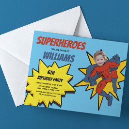 Superhjälte Photo Template Childrens Födelsedagsfe Inbjudningar