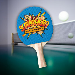 SUPERHJÄLTE Rolig Retro Serietidning Popkonst Pingisracket