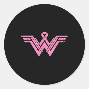 Superhjälte Rosa Ribbon Breast Cancer Awareness Ma Runt Klistermärke