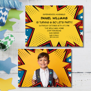 Superhjälte-samling Pop Art Födelsedags Pojkar Inbjudningar