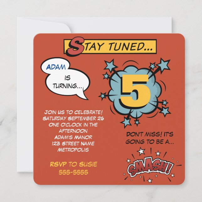 Superhjälte Smash! Inbjudningar (Framsida)