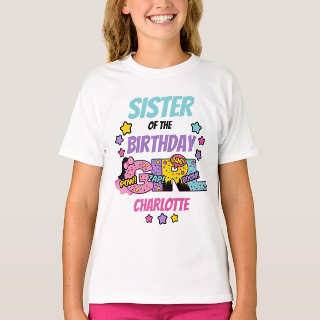 Superhjälte syster till Birthday Toppen Girl T Shirt (Framsida)