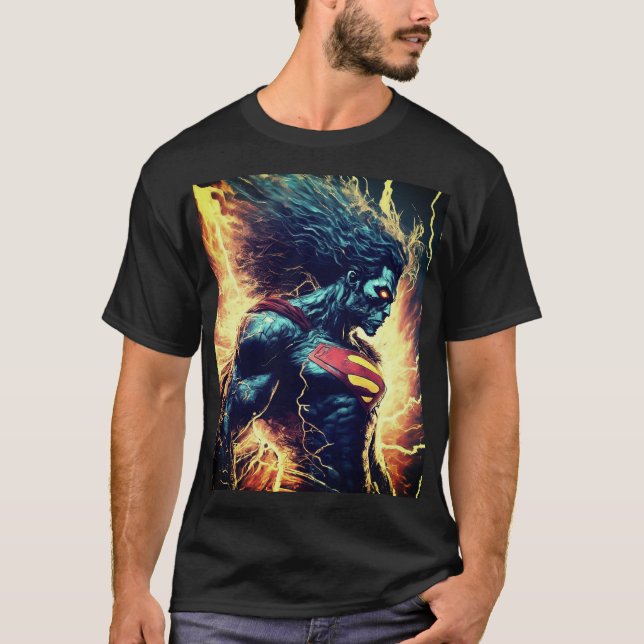 "Superhjälte T-Shirt-design: Energy Projection Pow T Shirt (Framsida)