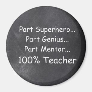 Superhjälte Teacher Genius Mentor Chalkboard Gift Magnet