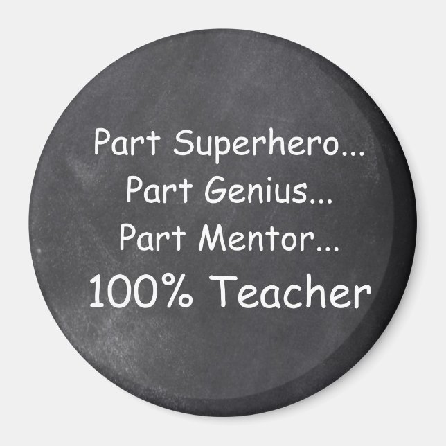 Superhjälte Teacher Genius Mentor Chalkboard Gift Magnet (Framsidan)