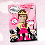 Superhjälte Tecknad Bok Stil Birthday Photo Tack Kort<br><div class="desc">En superhjältematerad födelsedagsfest är ett populärt och spännande sätt att fira ett barns speciella dag. Det är ett roligt sätt att uppmuntra fantasi och kreativitet när man firar en flickas födelsedag. Denna djärva och skarpa färgad superhjältematerade design med tecknad bok superhjälte stil i rosa färg är ett underbart sätt att...</div>