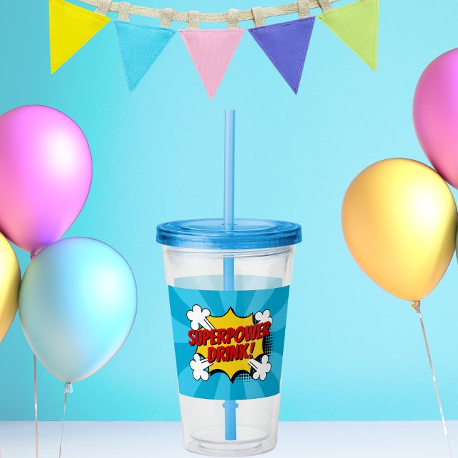Superhjälte Tecknad Bok Stil Boy Birthday Blue Take Away Mugg (Skapare uppladdad)