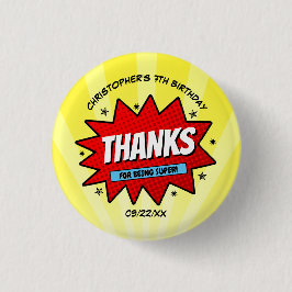 Superhjälte Tecknad Bok Vilken ålder som helst föd Knapp