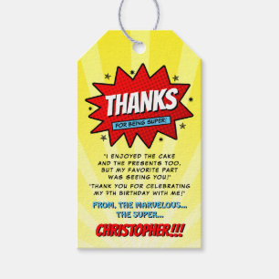 Superhjälte Tecknad Bok Vilken ålder som helst föd Presentetikett