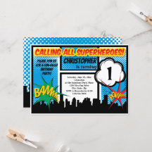 Superhjälte Tecknad Pojks första Födelsedagsfest