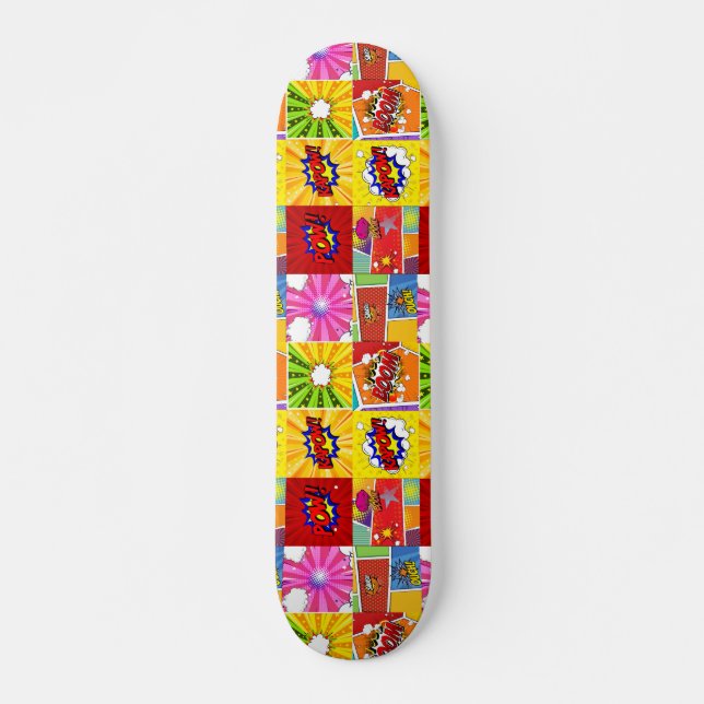 Superhjälte-tecknad popkonbakgrund mini skateboard bräda 18,5 cm (Framsida)